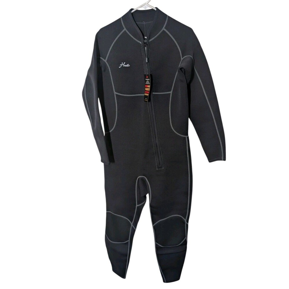 Hevto Wetsuit Mens XL Black Full Body 3/2 mm Neoprene Scuba Diving Surfing NWT